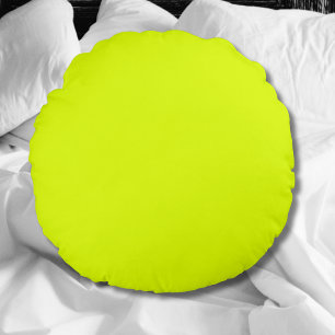 Neon Chartreuse Solid Color   Klassiek Rond Kussen
