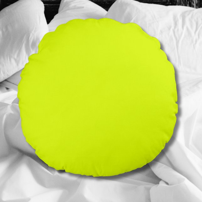 Neon Chartreuse Solid Color | Klassiek Rond Kussen (Creator heeft geüpload)