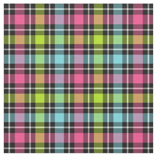 Neon Checkered Girly Pset Stof (Close Up)