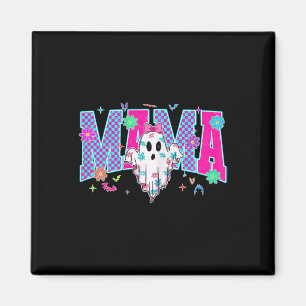 Neon Checkered Halloween Ghost Mama Kostuum Mama Magneet