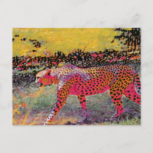 Neon cheetah briefkaart