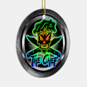Neon Chef Skull Keramisch Ornament (Rechts)