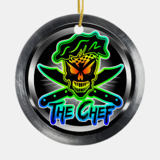 Neon Chef Skull Keramisch Ornament