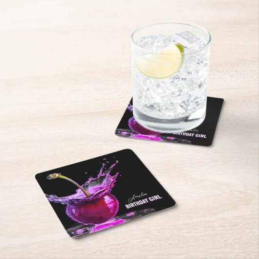 Neon Cherry gepersonaliseerd Kartonnen Onderzetters (Insitu)