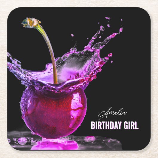 Neon Cherry gepersonaliseerd Kartonnen Onderzetters (Voorkant)