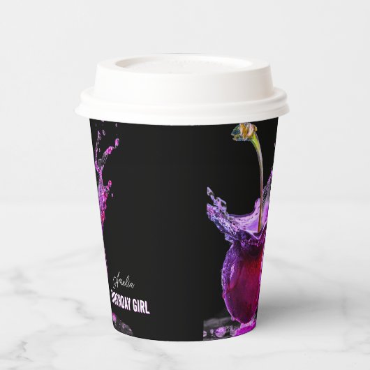 Neon Cherry gepersonaliseerd Papieren Bekers (Links)