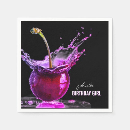 Neon Cherry gepersonaliseerd Servet (Voorkant)