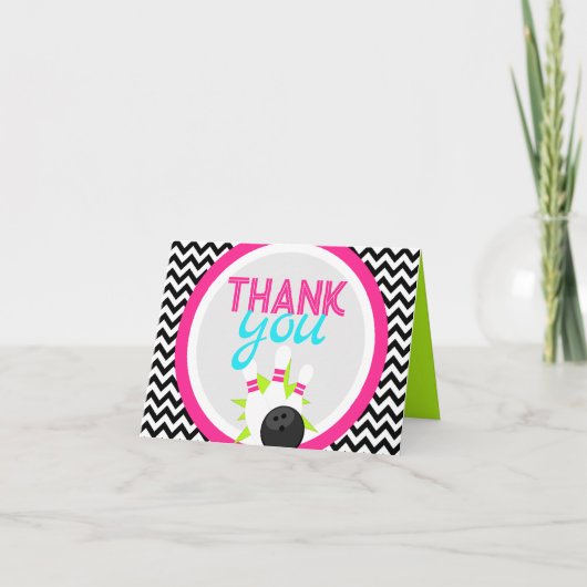 Neon Chevron Bowling - Dank u kaarten (Voorkant)