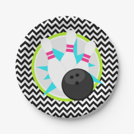 Neon Chevron Bowling Papier Party Borden Papieren Bordje