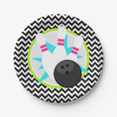 Neon Chevron Bowling Papieren Borden Bordje (Voorkant)