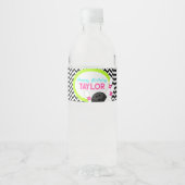 Neon Chevron Bowling Verjaardag Waterfles Labels Etiket (Voorkant)