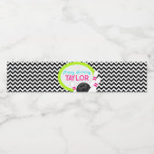 Neon Chevron Bowling Verjaardag Waterfles Labels Etiket (Enkel label)