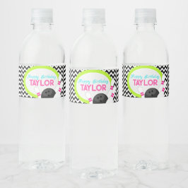 Neon Chevron Bowling Verjaardag Waterfles Labels Waterfles Etiket