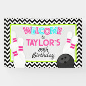 Neon Chevron Bowling Verjaardagsbanner Spandoek (Horizontaal)