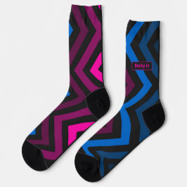 Neon Chevron Roze Blauwe Gradiënt Sokken