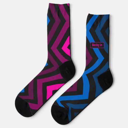 Neon Chevron Roze Blauwe Gradiënt Sokken (Links)