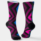 Neon Chevron Roze Blauwe Gradiënt Sokken (Gebogen)
