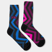 Neon Chevron Roze Blauwe Gradiënt Sokken (Rechts)
