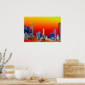 Neon Chicago Skyline Fine Art Poster (Keuken)