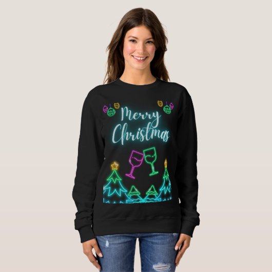 Neon Christmas sweatshirt voor dames (Voorkant volledig)