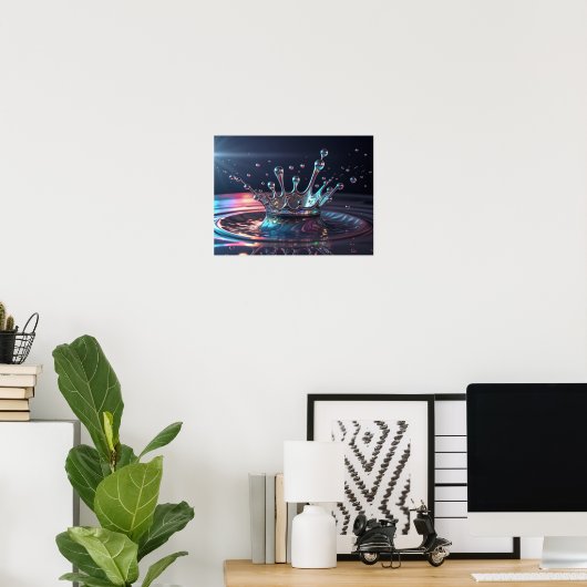 Neon Chrome Crown Splash Poster (Thuiskantoor)