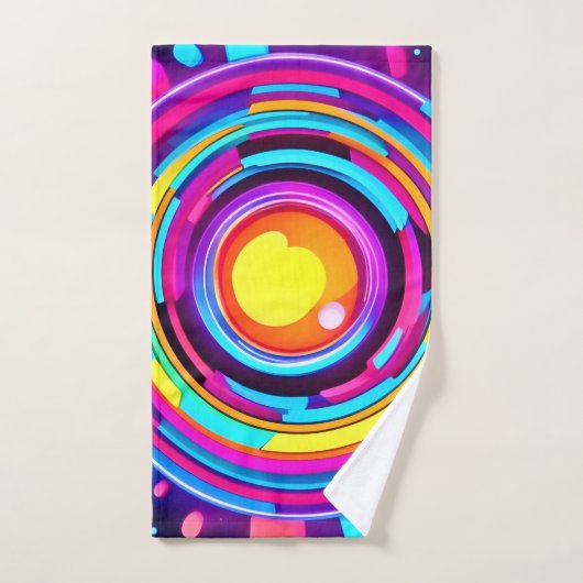 Neon Circle Vortex Pattern Bad Handdoek (Handdoek)