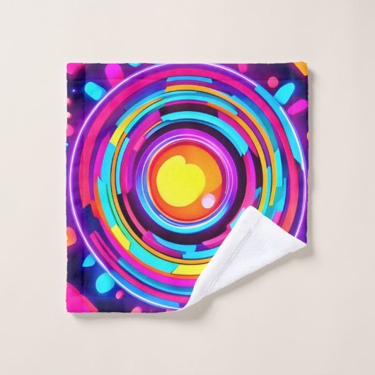 Neon Circle Vortex Pattern Bad Handdoek (Wasdoekje)