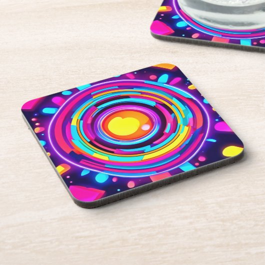 Neon Circle Vortex Pattern Bier Onderzetter (Linkerzijde)