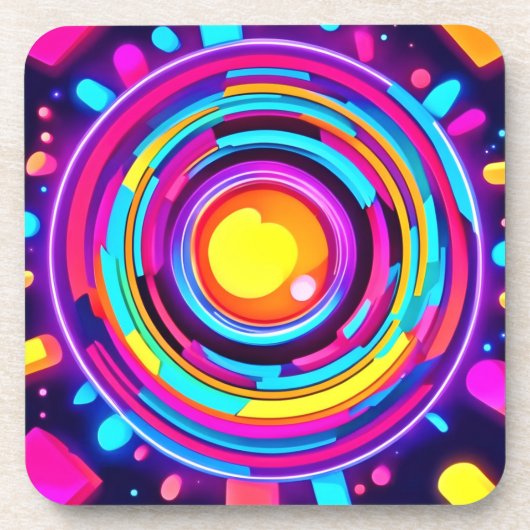 Neon Circle Vortex Pattern Bier Onderzetter (Voorkant)