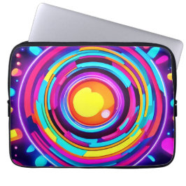 Neon Circle Vortex Pattern Laptop Sleeve