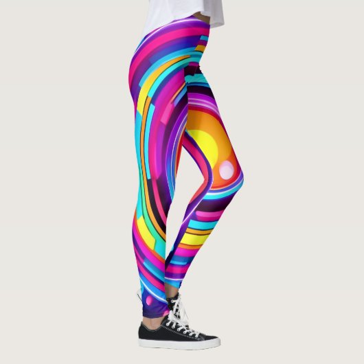 Neon Circle Vortex Pattern Leggings (Rechts)