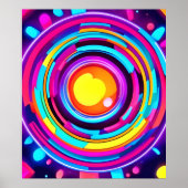 Neon Circle Vortex Pattern Poster (Voorkant)