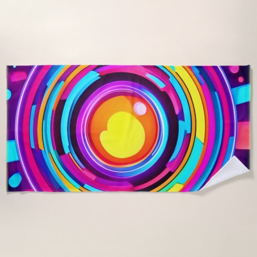 Neon Circle Vortex Pattern Strandlaken (Voorkant)
