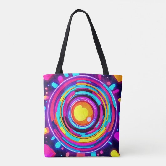 Neon Circle Vortex Pattern Tote Bag (Achterkant)