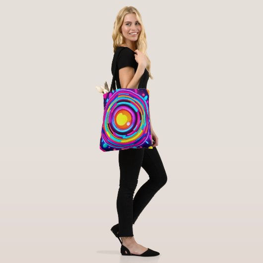 Neon Circle Vortex Pattern Tote Bag (Op model)