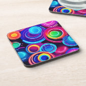 Neon Circles Abstracte kunst Bier Onderzetter (Linkerzijde)