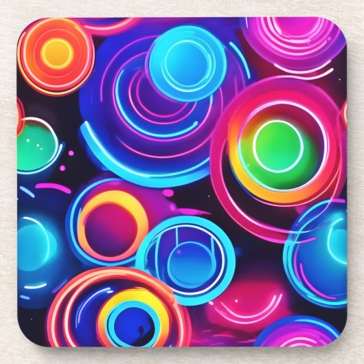 Neon Circles Abstracte kunst Bier Onderzetter (Voorkant)