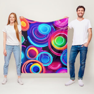 Neon Circles Abstracte kunst Fleece Deken
