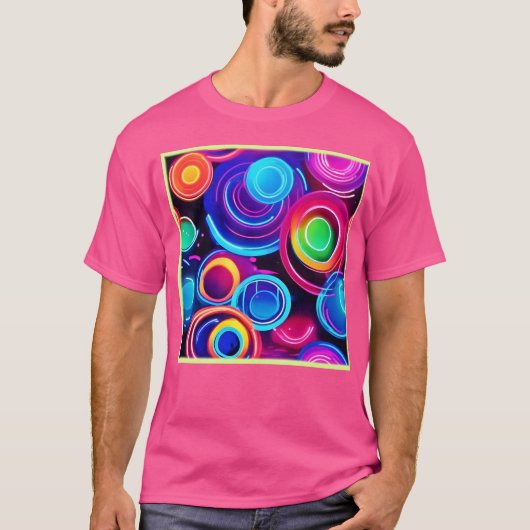 Neon Circles Abstracte kunst T-shirt (Voorkant)