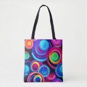 Neon Circles Abstracte kunst Tote Bag (Voorkant)