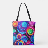 Neon Circles Abstracte kunst Tote Bag (Achterkant)
