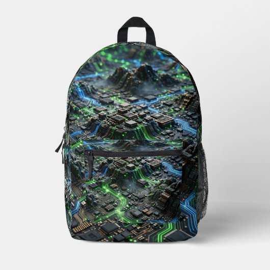 Neon Circuit Flow Backpack Bedrukte Rugzak (Voorkant)