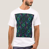 Neon Circuit Matrix – Techno Symmetry in Motion T-shirt (Voorkant)