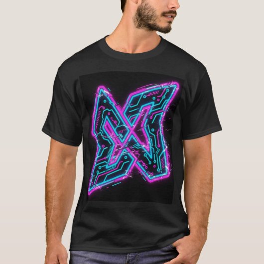 Neon Circuit X Tech T-Shirt Futuristisch t-shirt (Voorkant)