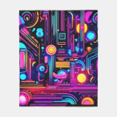 Neon Circuitry Dreams Fleece Deken (Voorkant)