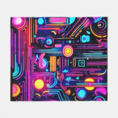 Neon Circuitry Dreams Fleece Deken (Voorkant (Horizontaal))