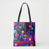 Neon Circuitry Dreams Tote Bag (Voorkant)