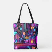 Neon Circuitry Dreams Tote Bag (Achterkant)