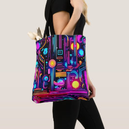 Neon Circuitry Dreams Tote Bag