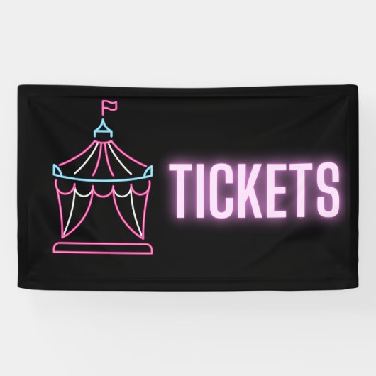 Neon Circus Tent Tickets binnenste vinylbord Spandoek (Horizontaal)